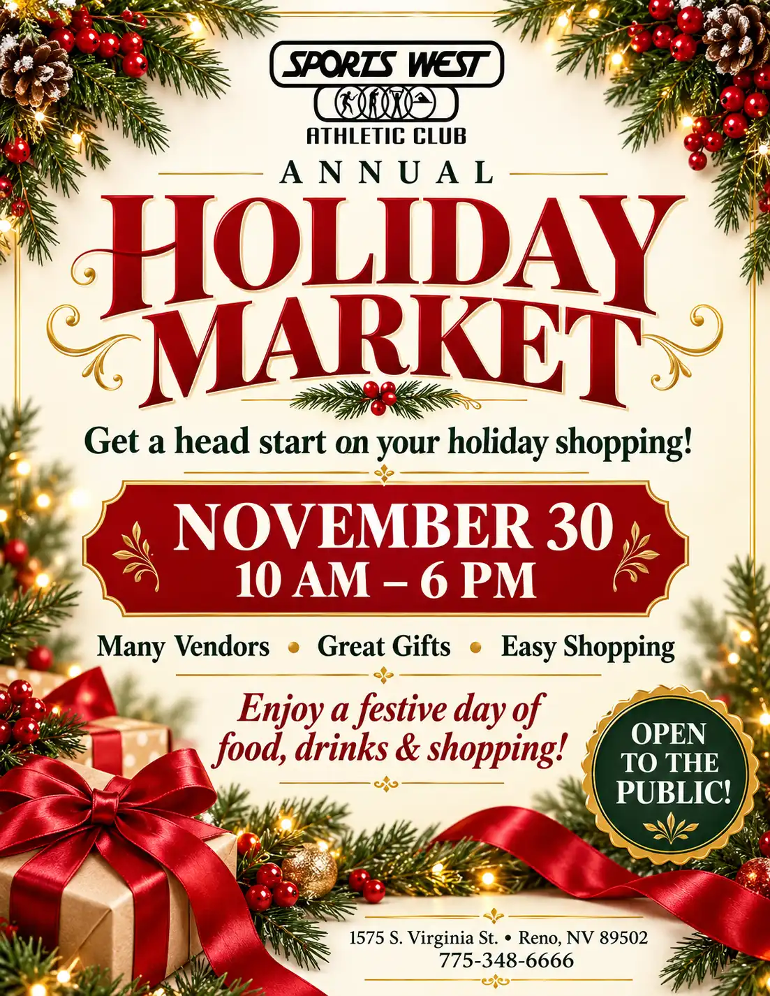 Elegant Sports West Holiday Market Flyer