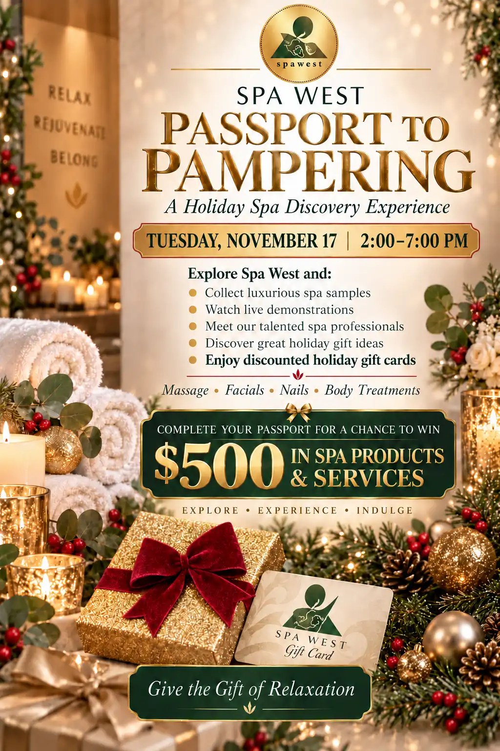 Spa West Gift Event Flyer