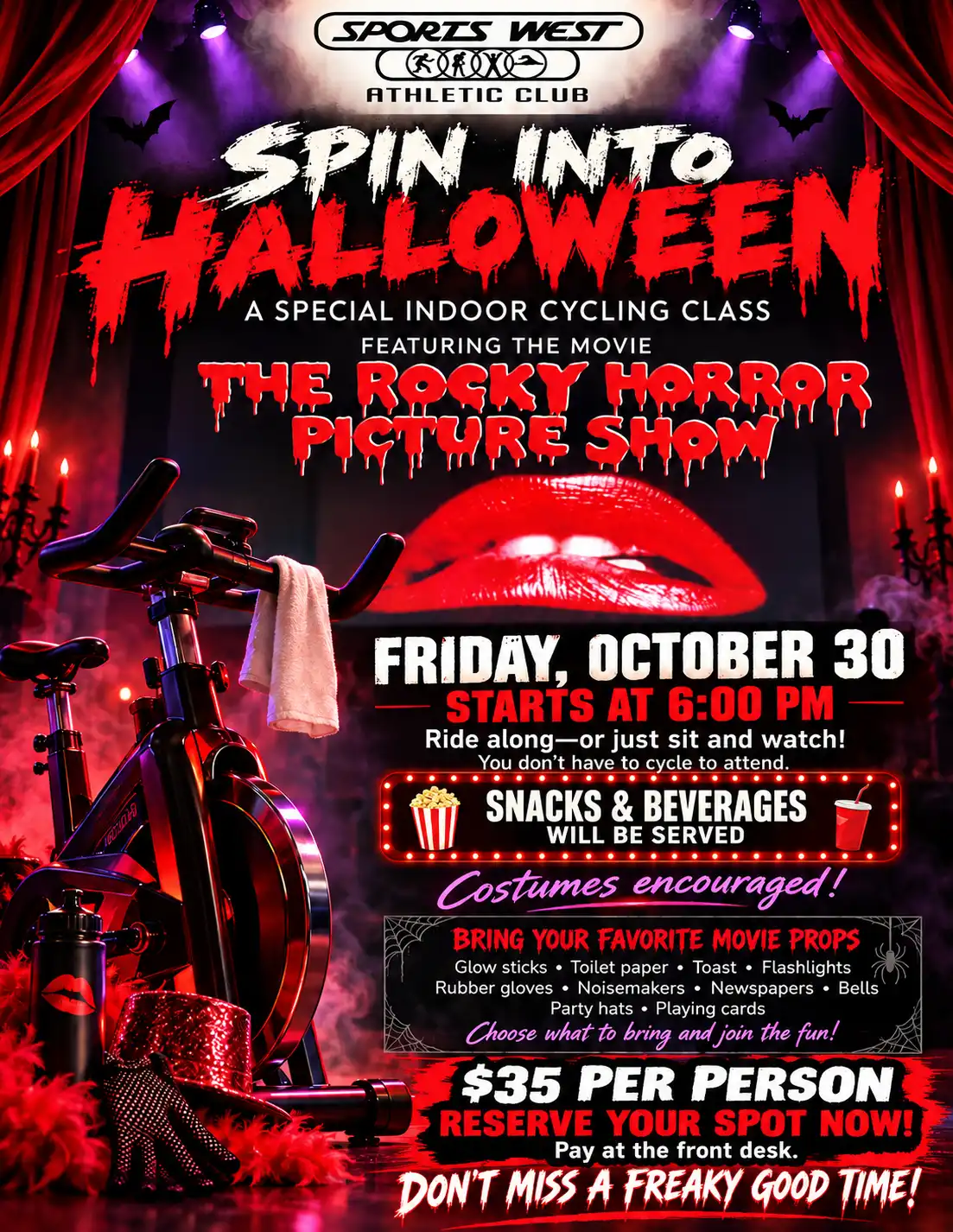 Sports West Halloween Spin Registration Flyer